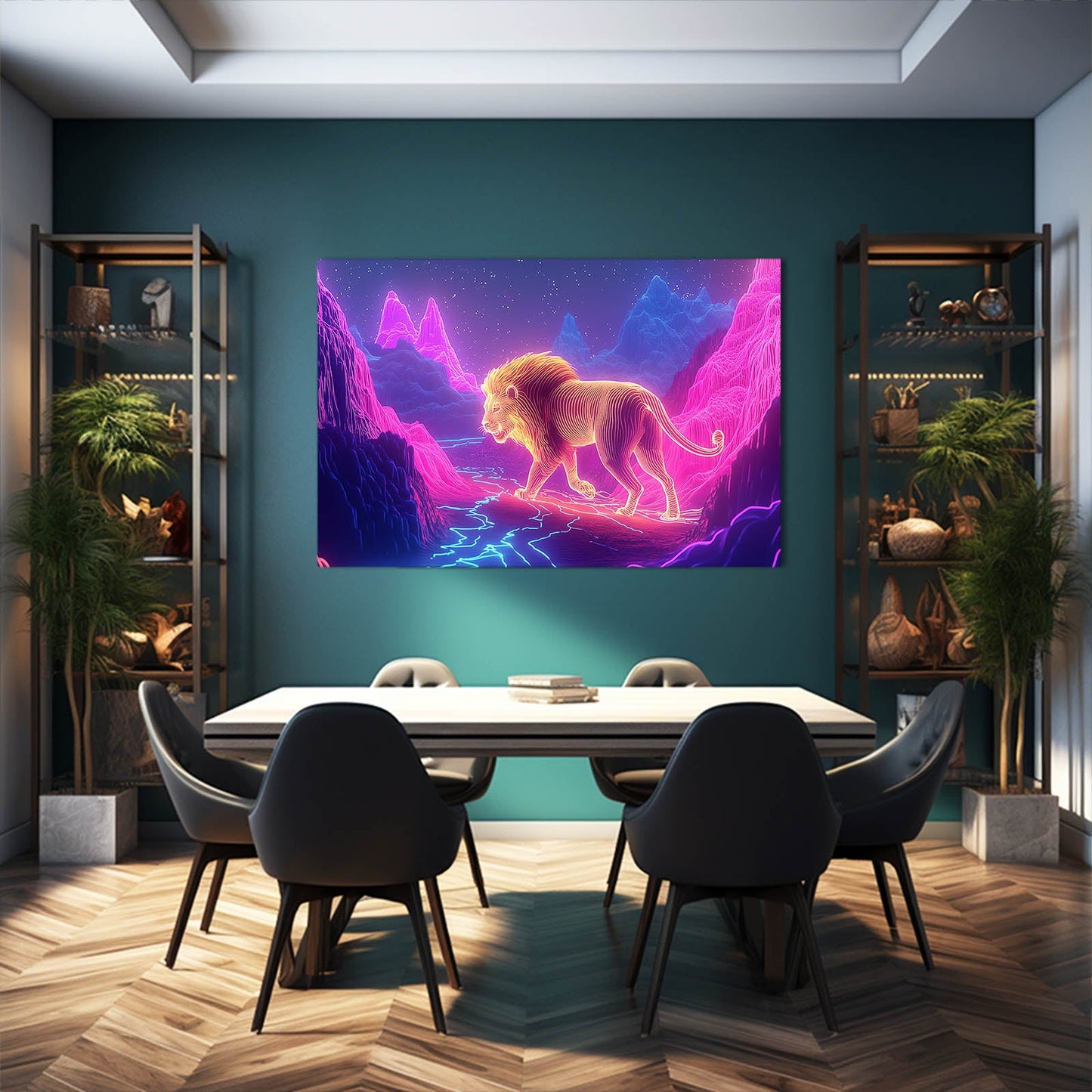 Neon Journey Lion Wall Art