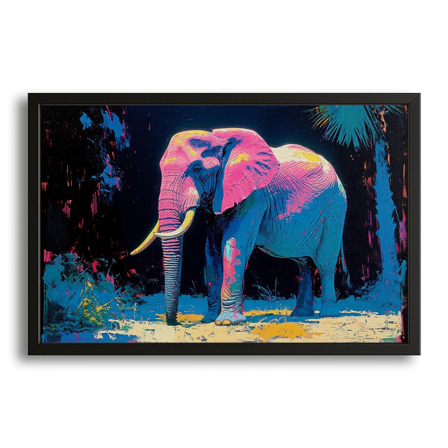 Neon Jungle Elephant Art