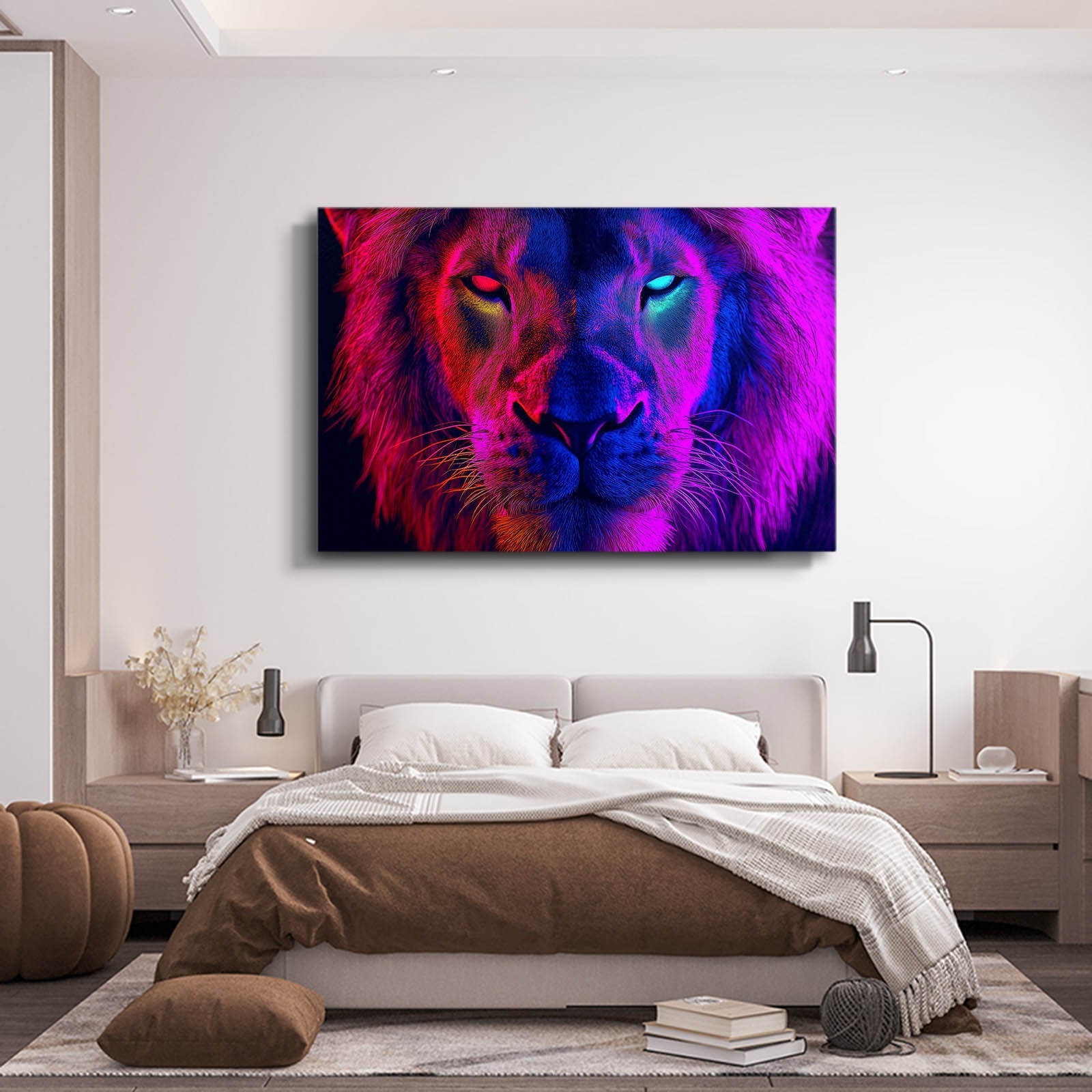 Neon Lion Wall Art