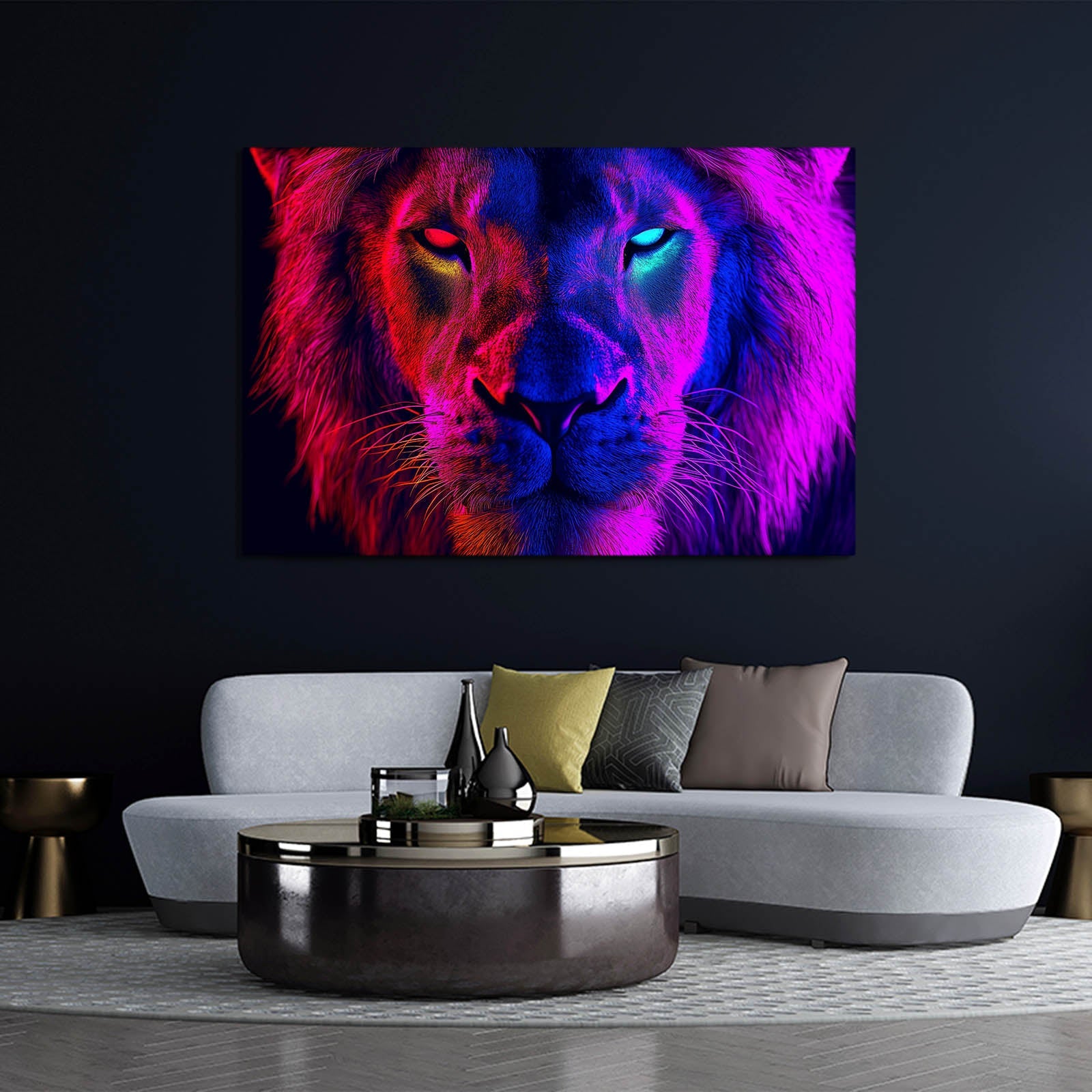 Neon Lion Wall Art
