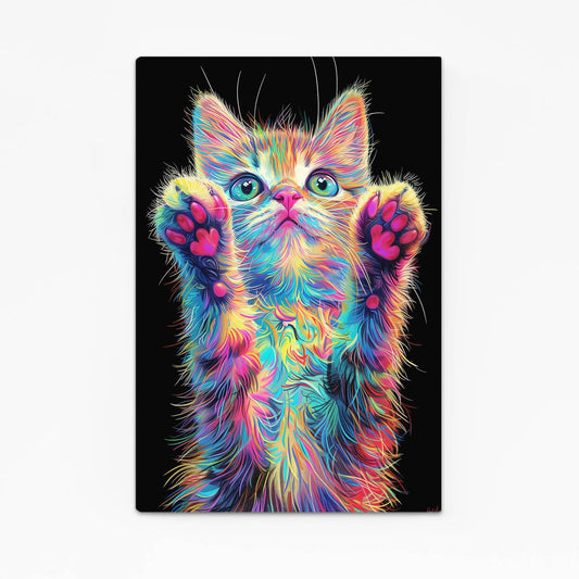 Neon Paws Cat Wall Art