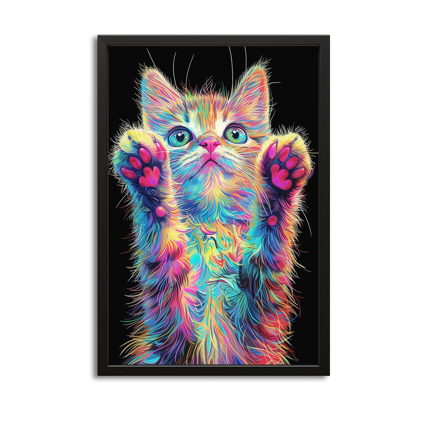 Neon Paws Cat Wall Art