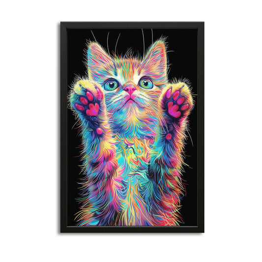 Neon Paws Cat Wall Art