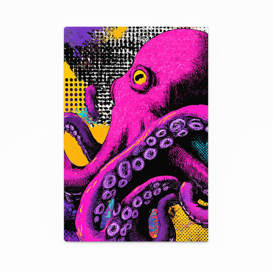 Neon Pop Halftone Octopus Wall Art – neon pop halftone octopus canvas print