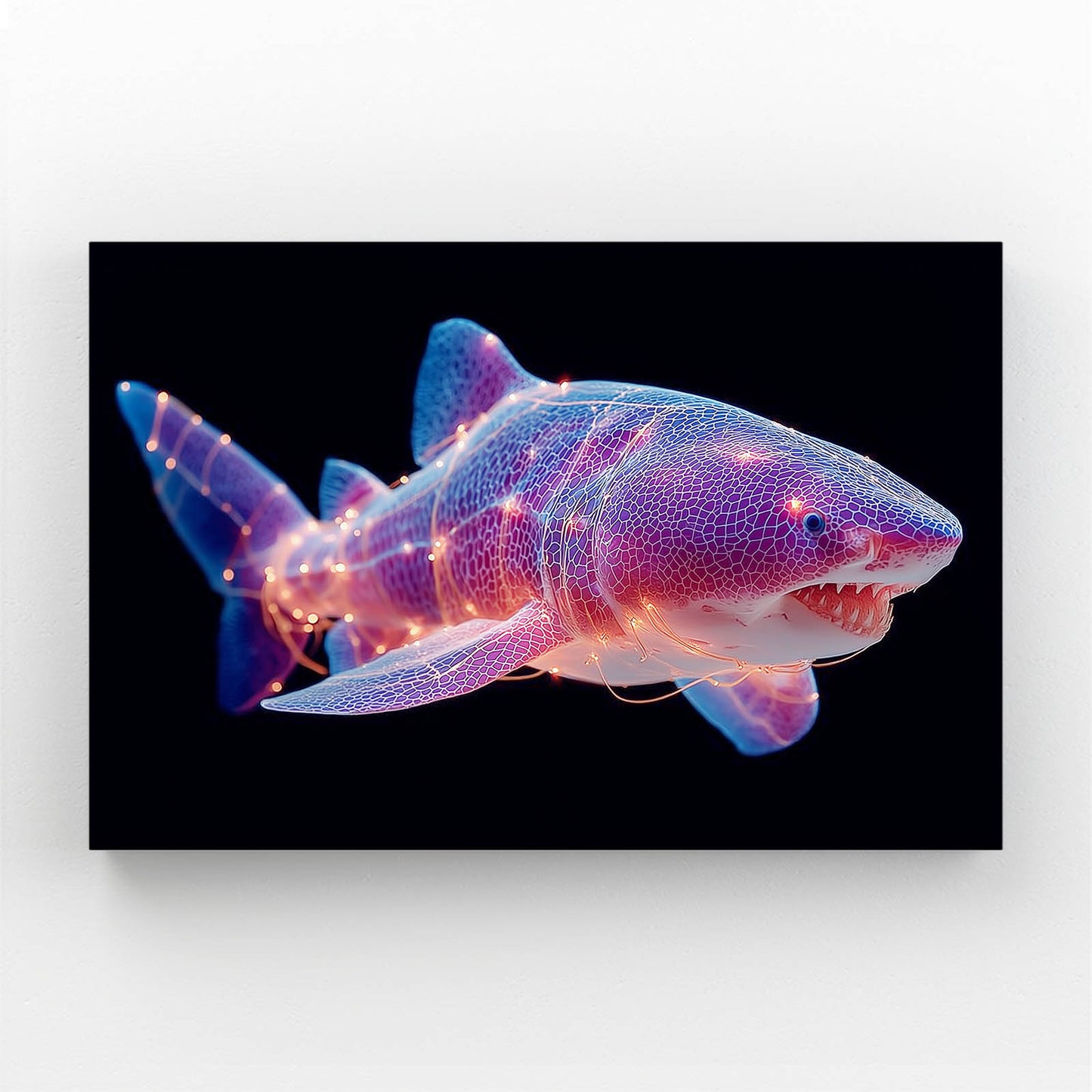 Neon Purple Shark Canvas – canvas print on white background