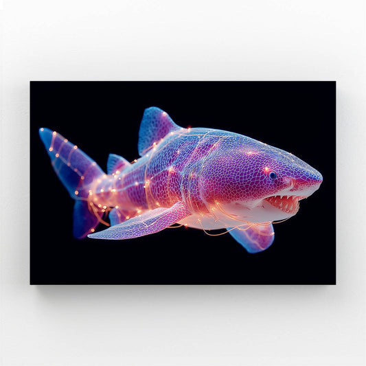 Neon Purple Shark Canvas – canvas print on white background