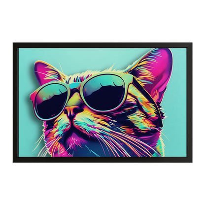 Neon Shades Cat Art