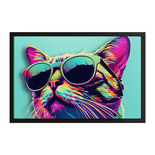 Neon Shades Cat Art