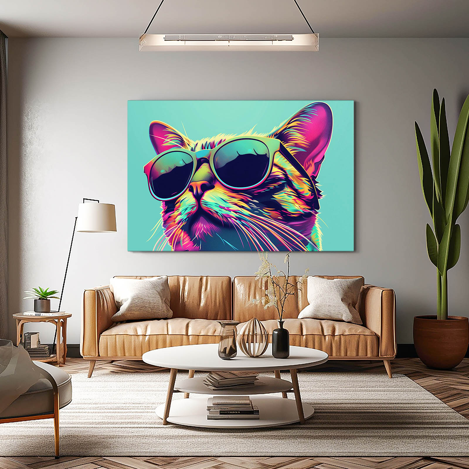 Neon Shades Cat Art