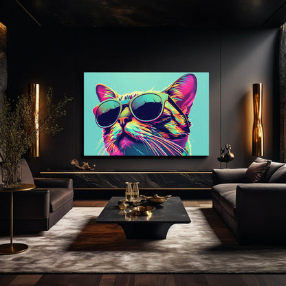 Neon Shades Cat Art