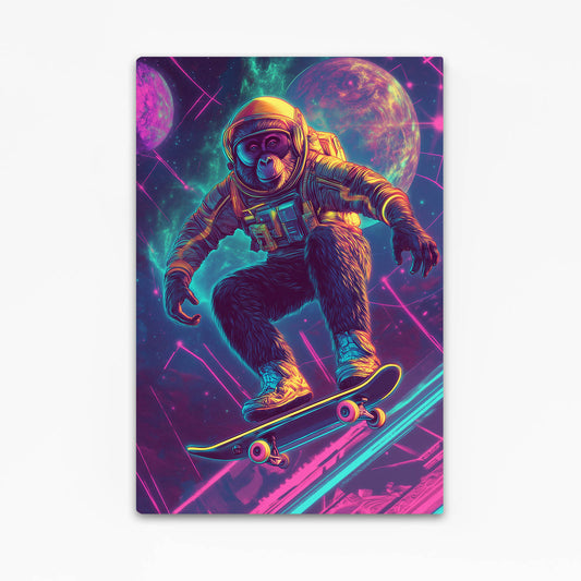 Neon Space Skater Monkey Art – neon space skater monkey canvas print
