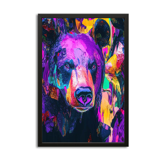 Neon Spirit Bear Art — abstract canvas print in blue tones, view 3