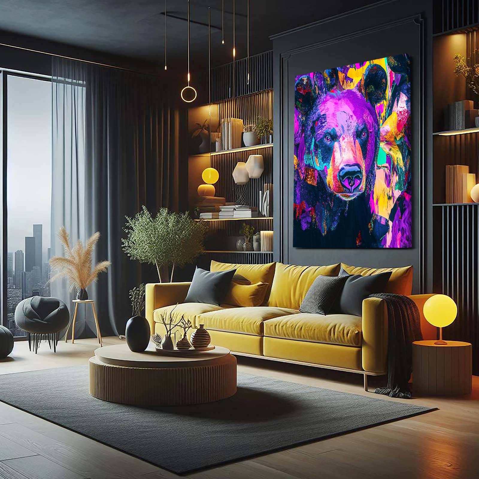 Neon Spirit Bear Art