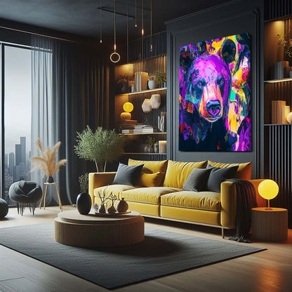 Neon Spirit Bear Art