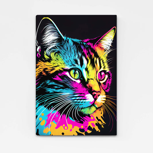 Neon Splash Cat Wall Art