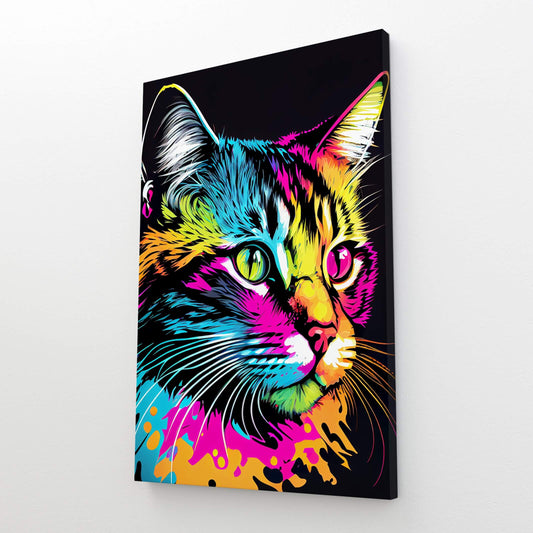 Neon Splash Cat Wall Art