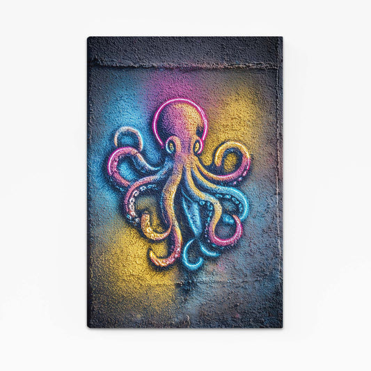Neon Spray Wall Octopus Canvas Art – neon spray wall octopus canvas print