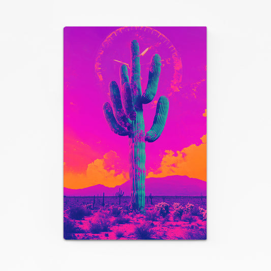Neon Sunset Gradient Cactus Wall Decor – neon sunset gradient cactus canvas print
