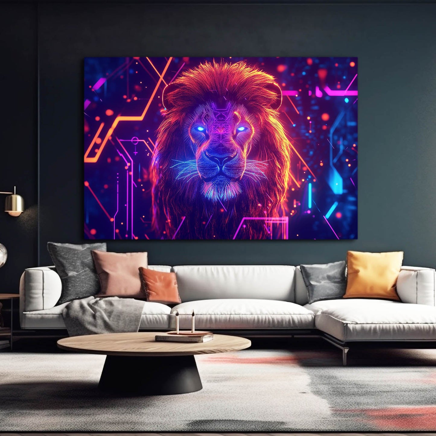 Neon Vision Lion Artwork