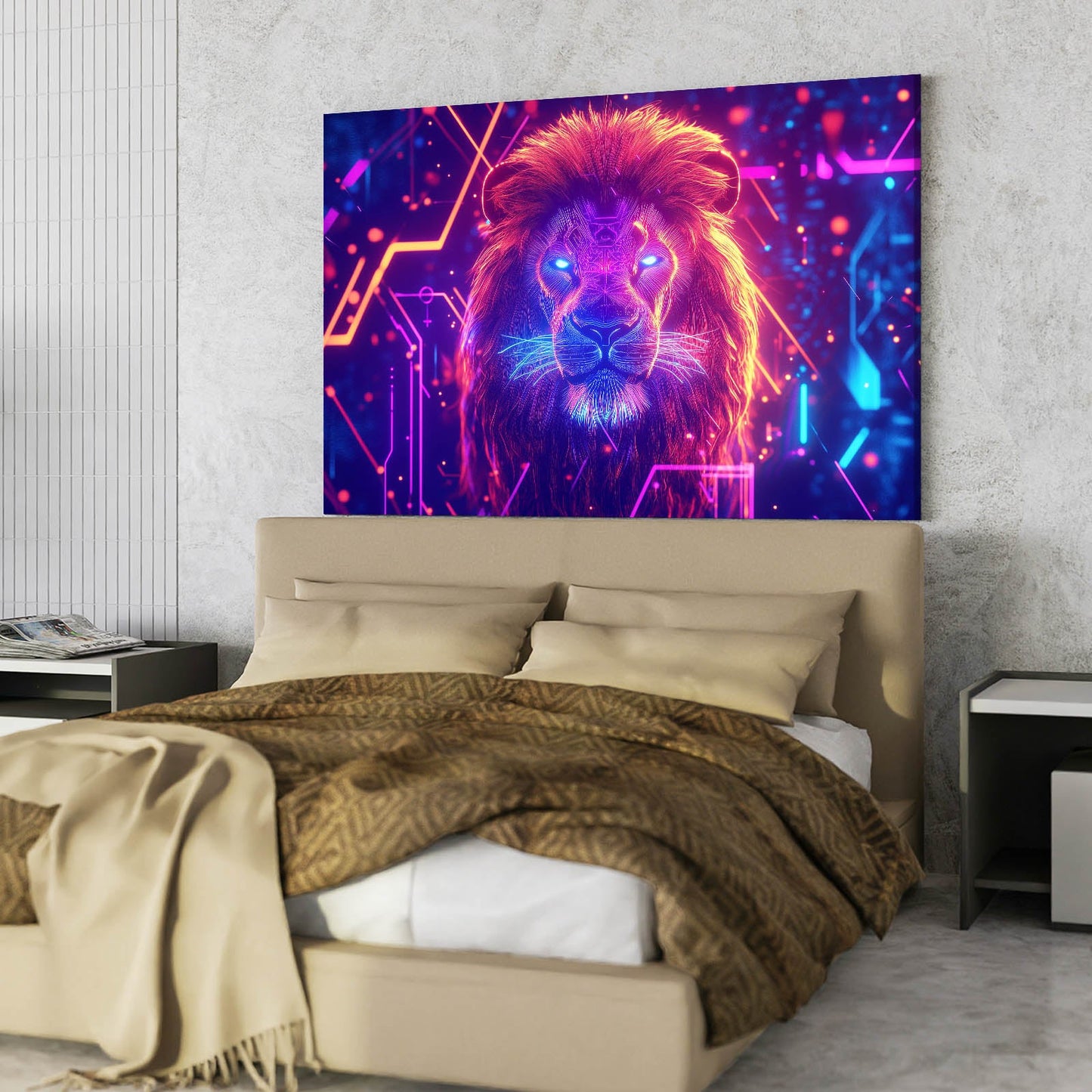Neon Vision Lion Artwork