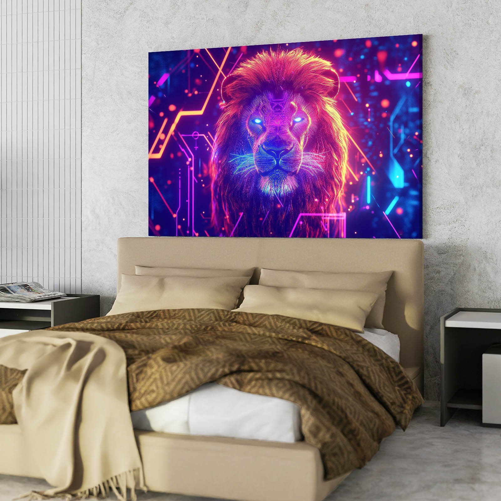 Neon Vision Lion Artwork
