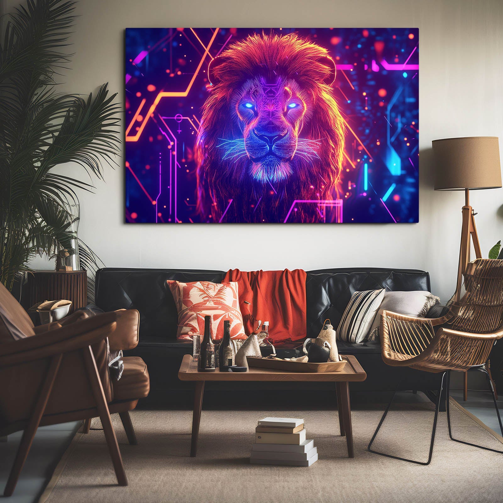 Neon Vision Lion Artwork