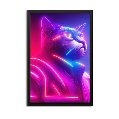 Neon Warrior Cat Wall Art