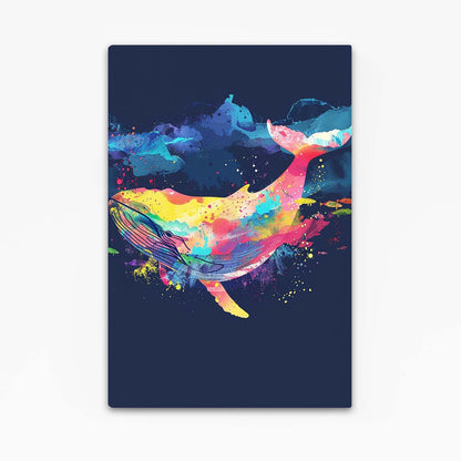 Neon Whale Watercolor Art