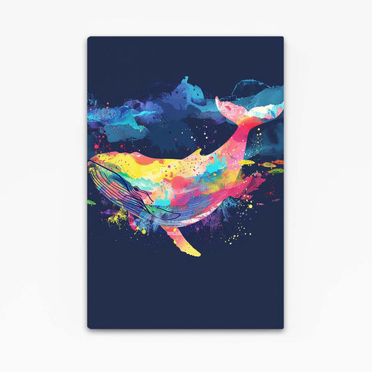 Neon Whale Watercolor Art