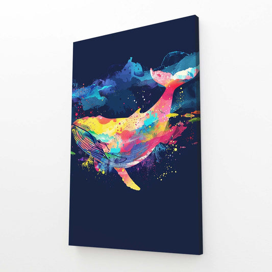 Neon Whale Watercolor Art