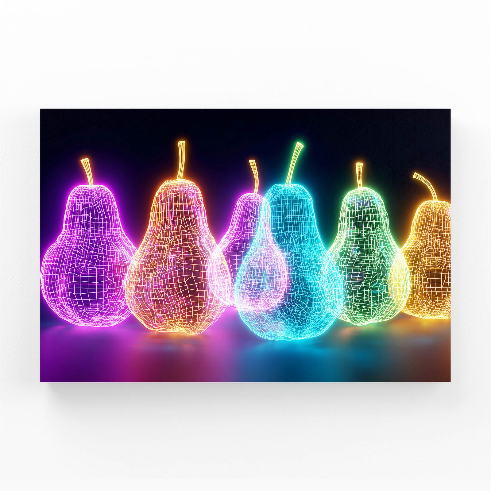 Neon Wireframe Pears Fruit Wall Decor – neon wireframe pears fruit canvas print