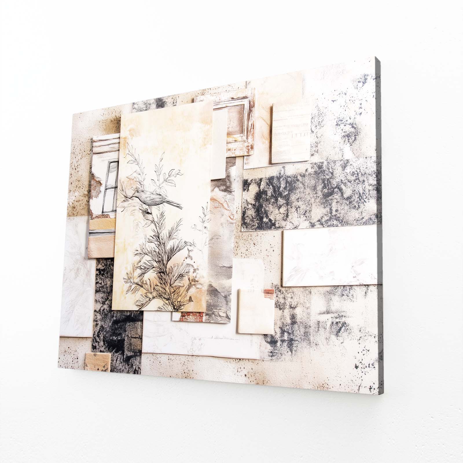Neutral Collage Farmhouse Art – canvas print on white background