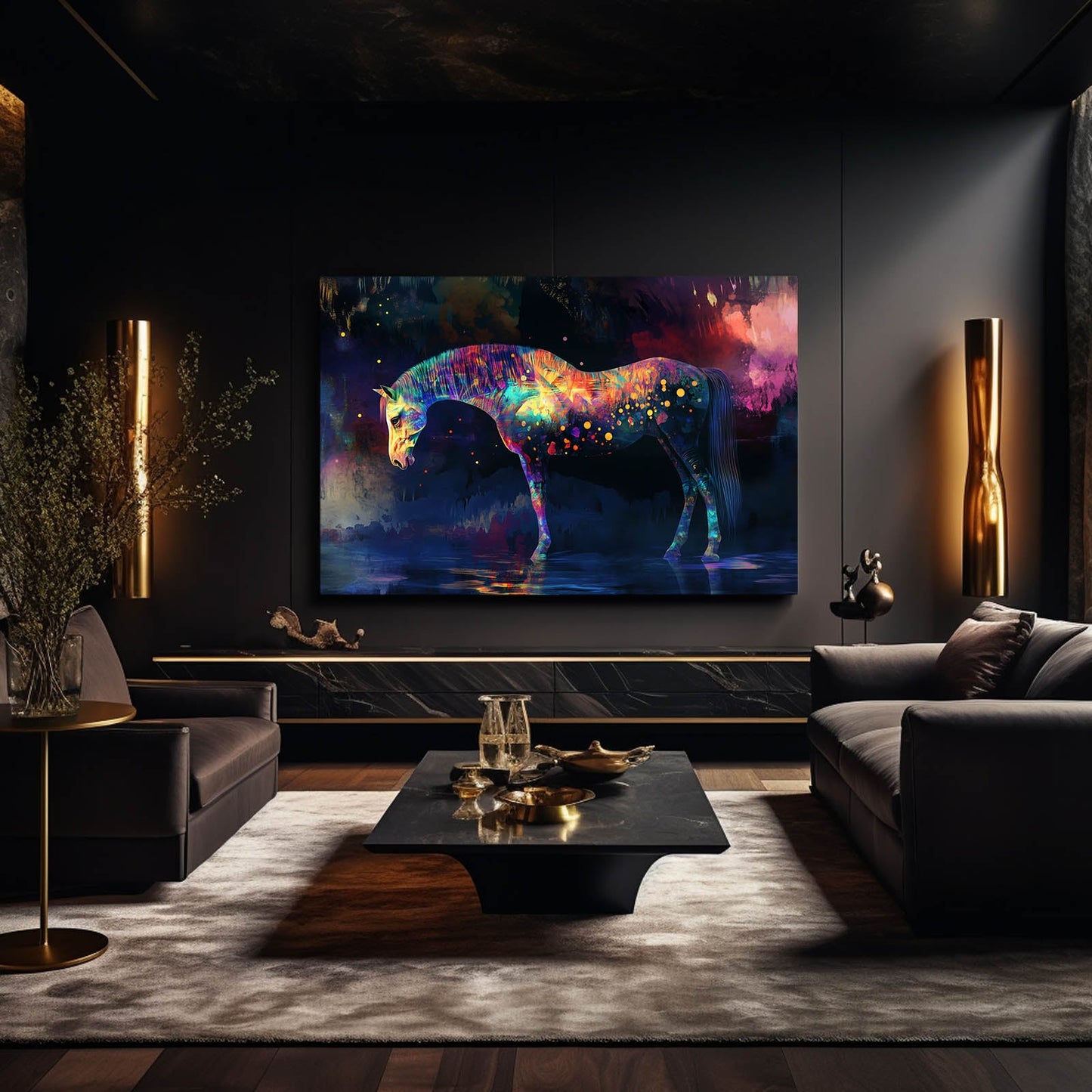 Nightly Horse Canvas – angled canvas view on white background