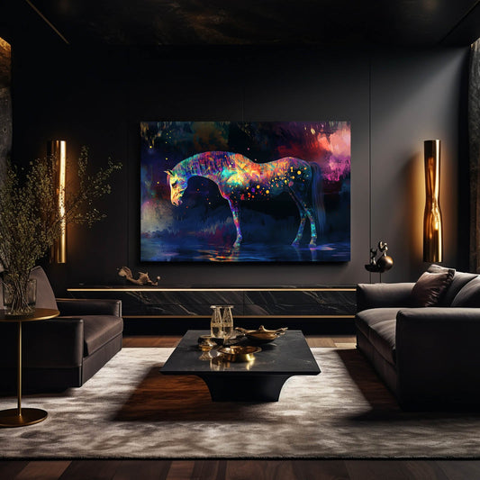 Nightly Horse Canvas – angled canvas view on white background