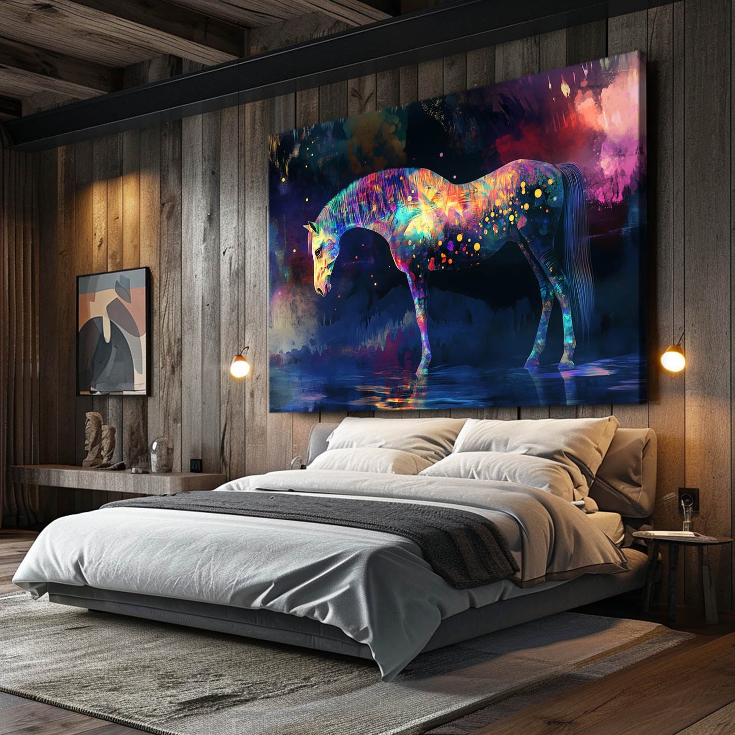 Nightly Horse Canvas – angled canvas view on white background