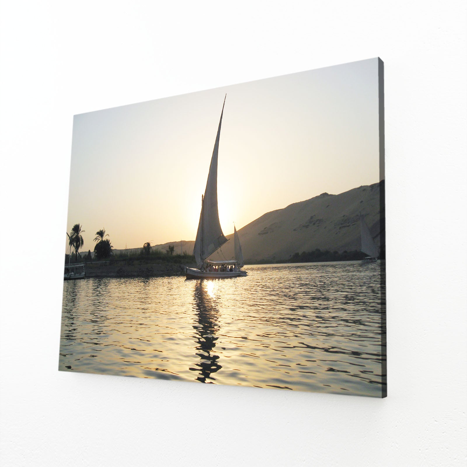 Nile Sunset Sail Egyptian Canvas – canvas print on white background