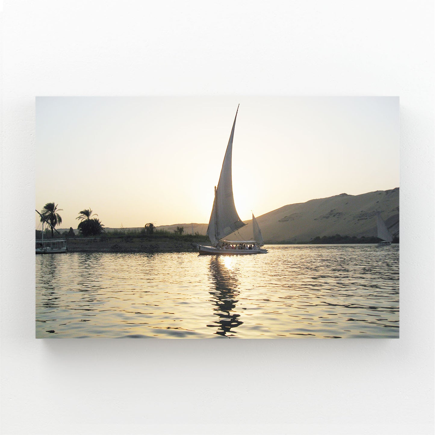 Nile Sunset Sail Egyptian Canvas – angled canvas view on white background