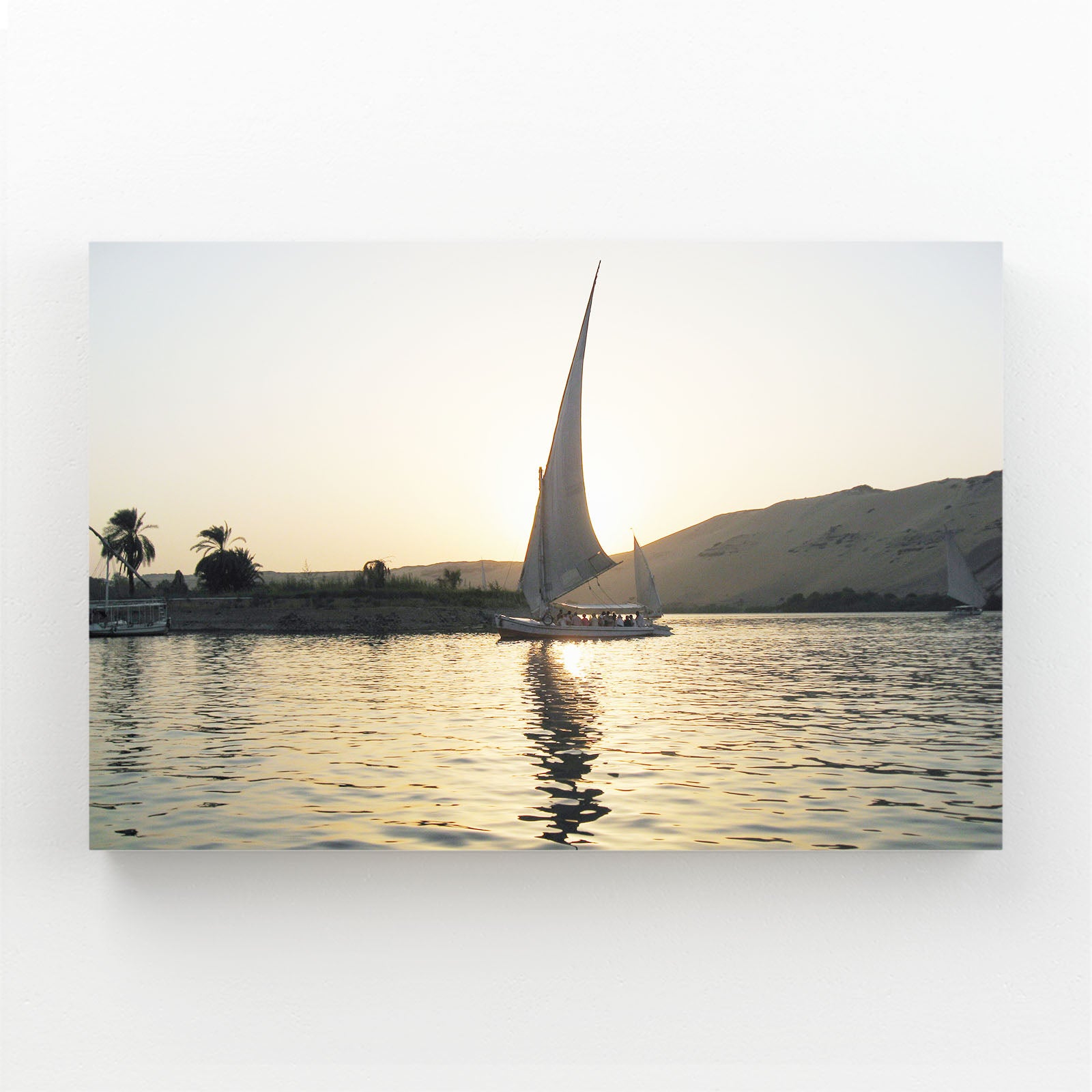 Nile Sunset Sail Egyptian Canvas – angled canvas view on white background