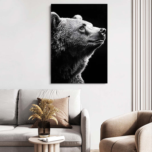 Noble Bear Photography Wall Art — photography canvas print, styled in a furnished interior