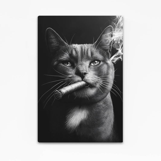Noir Cigar Portrait Cat Art — photography canvas print, canvas print on white background