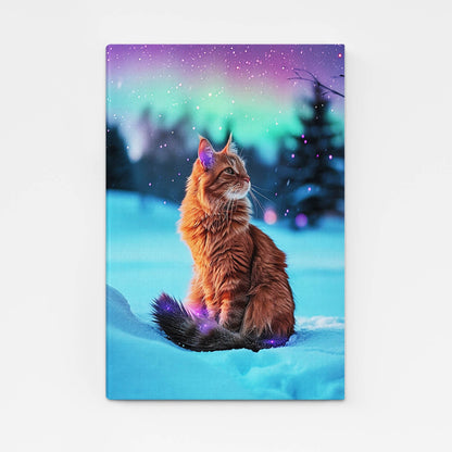 Northern Lights Cat Art
