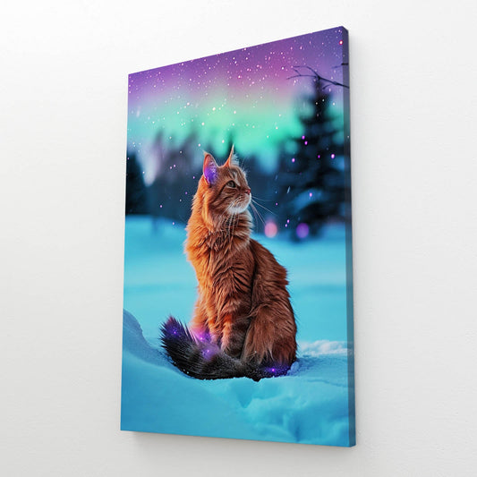 Northern Lights Cat Art