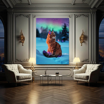Northern Lights Cat Art