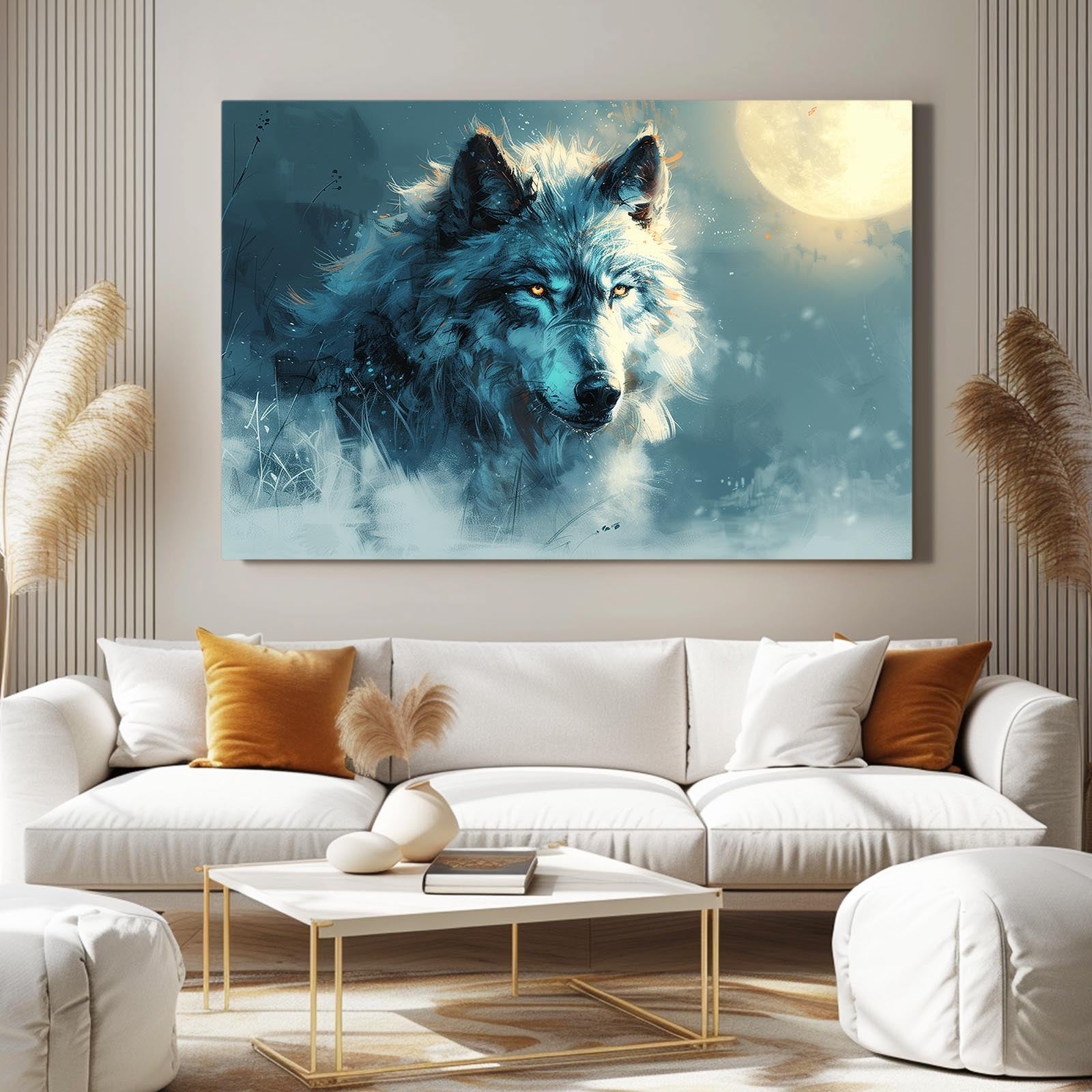 Northern Lights Wolf Art