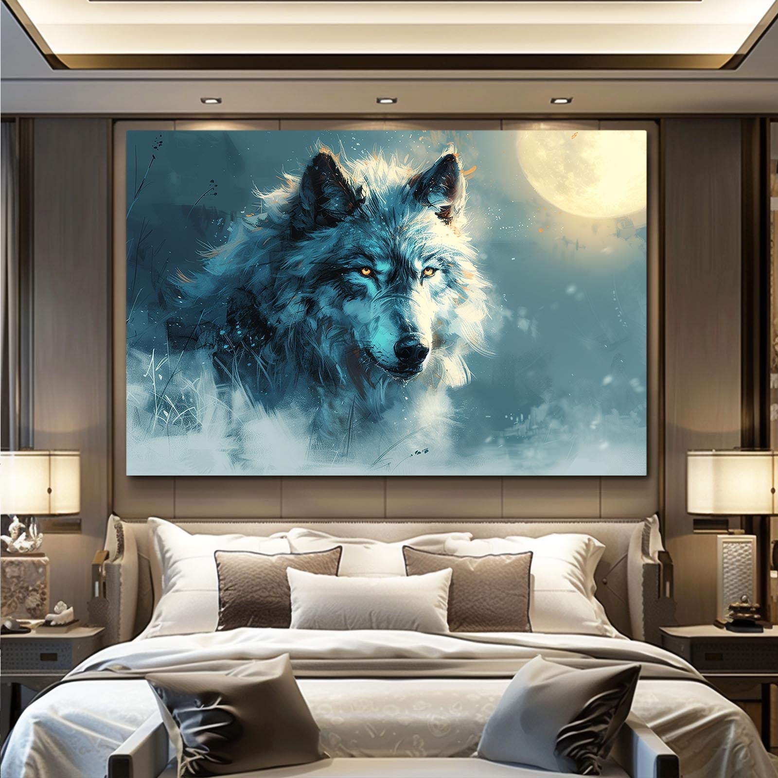Northern Lights Wolf Art