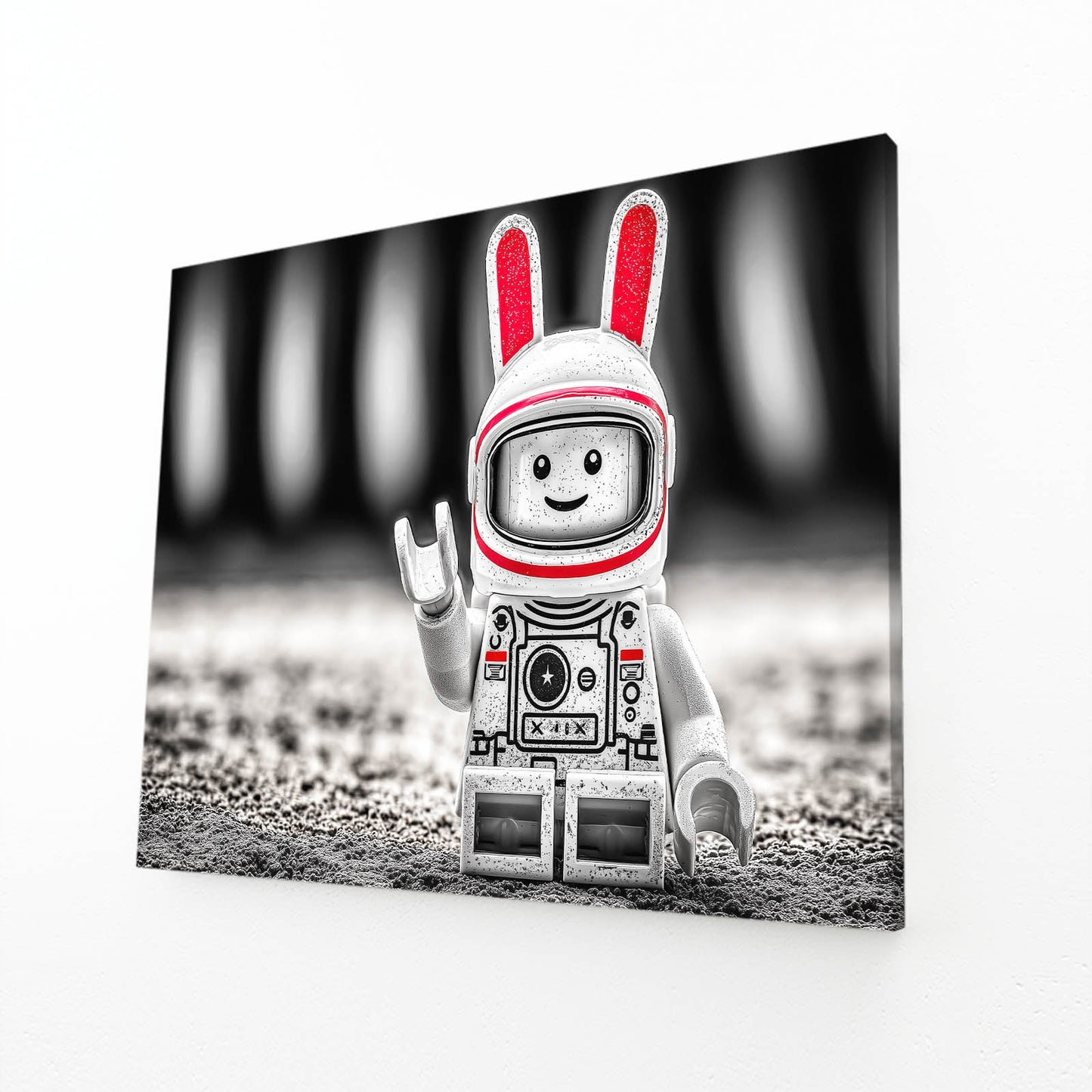Nursery Bunny Art – angled canvas view on white background