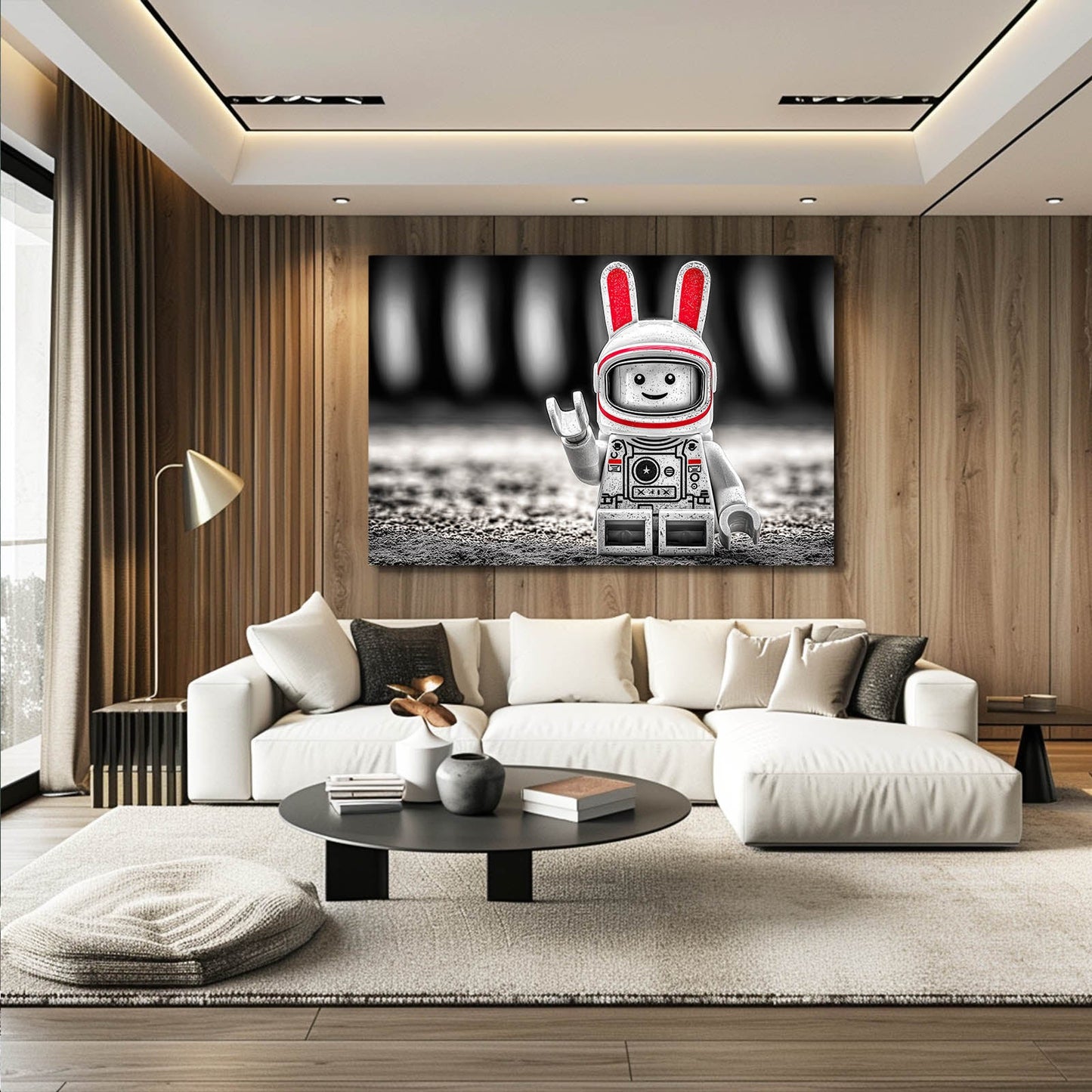 Nursery Bunny Art – angled canvas view on white background