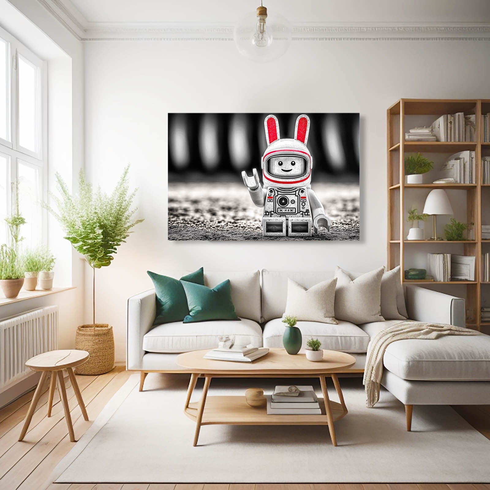 Nursery Bunny Art – angled canvas view on white background