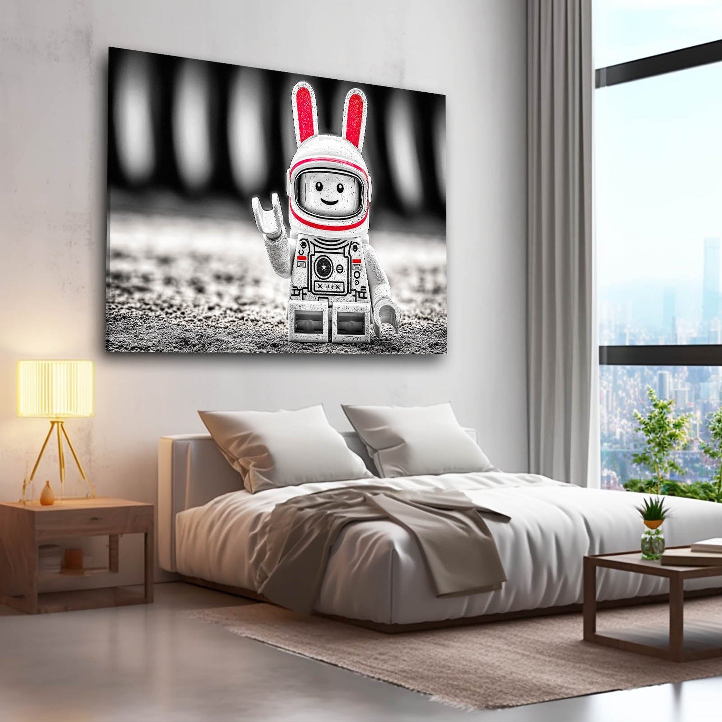 Nursery Bunny Art – angled canvas view on white background