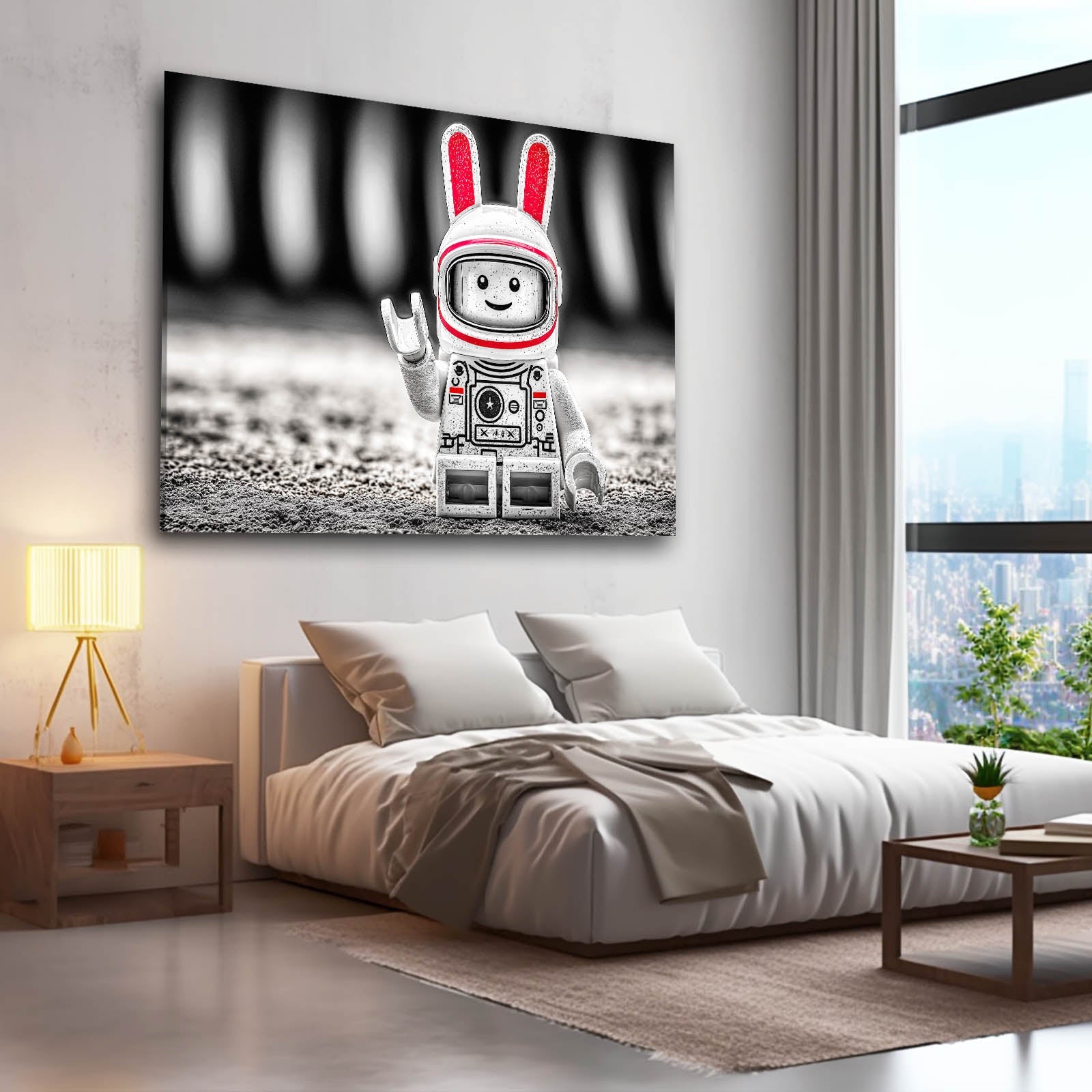 Nursery Bunny Art – angled canvas view on white background